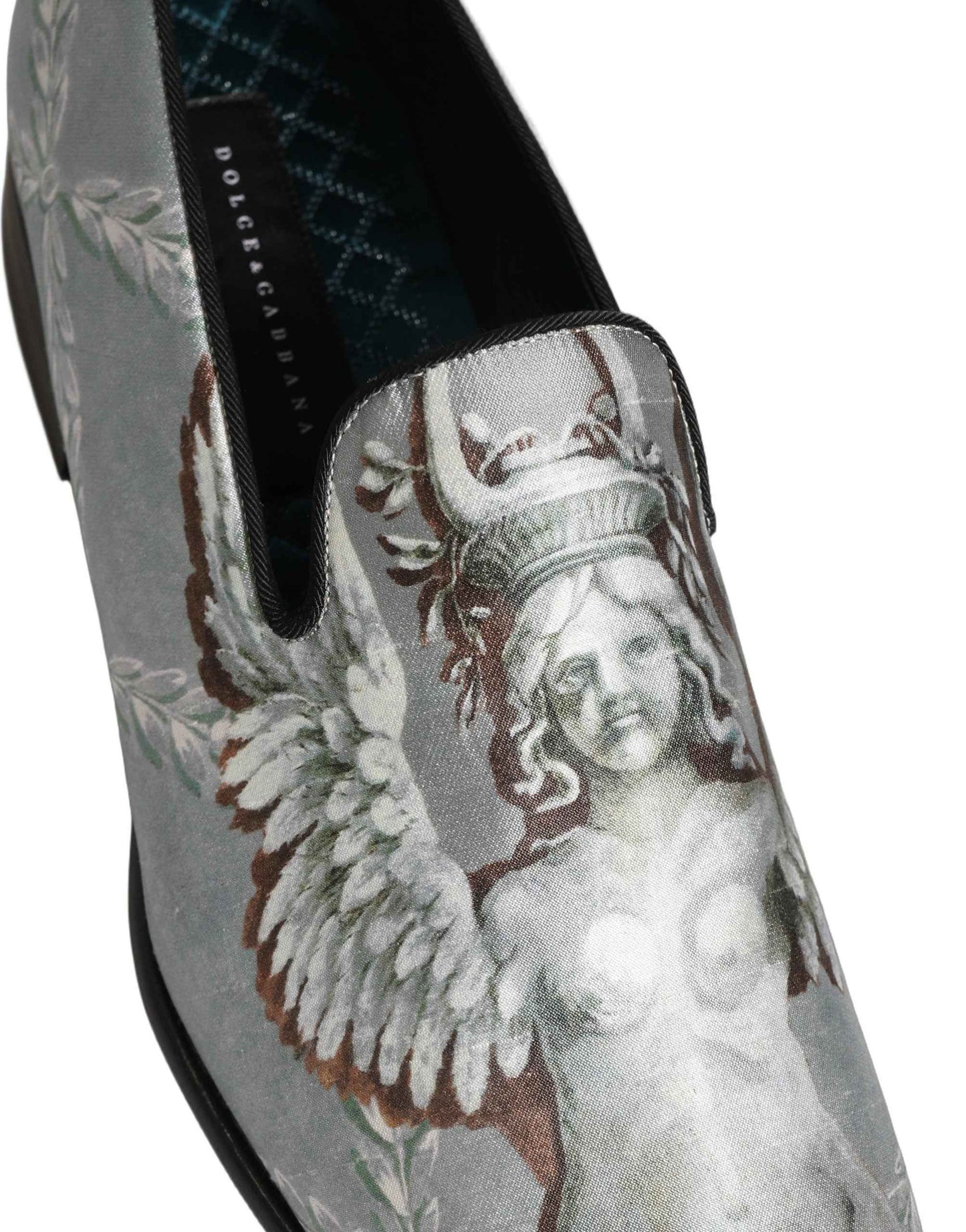 Gray Baroque Angel Velvet Men Loafers Shoes