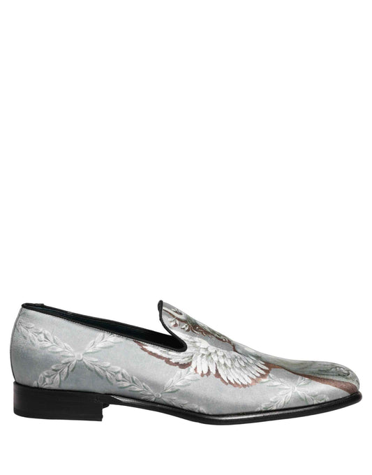 Gray Baroque Angel Velvet Men Loafers Shoes