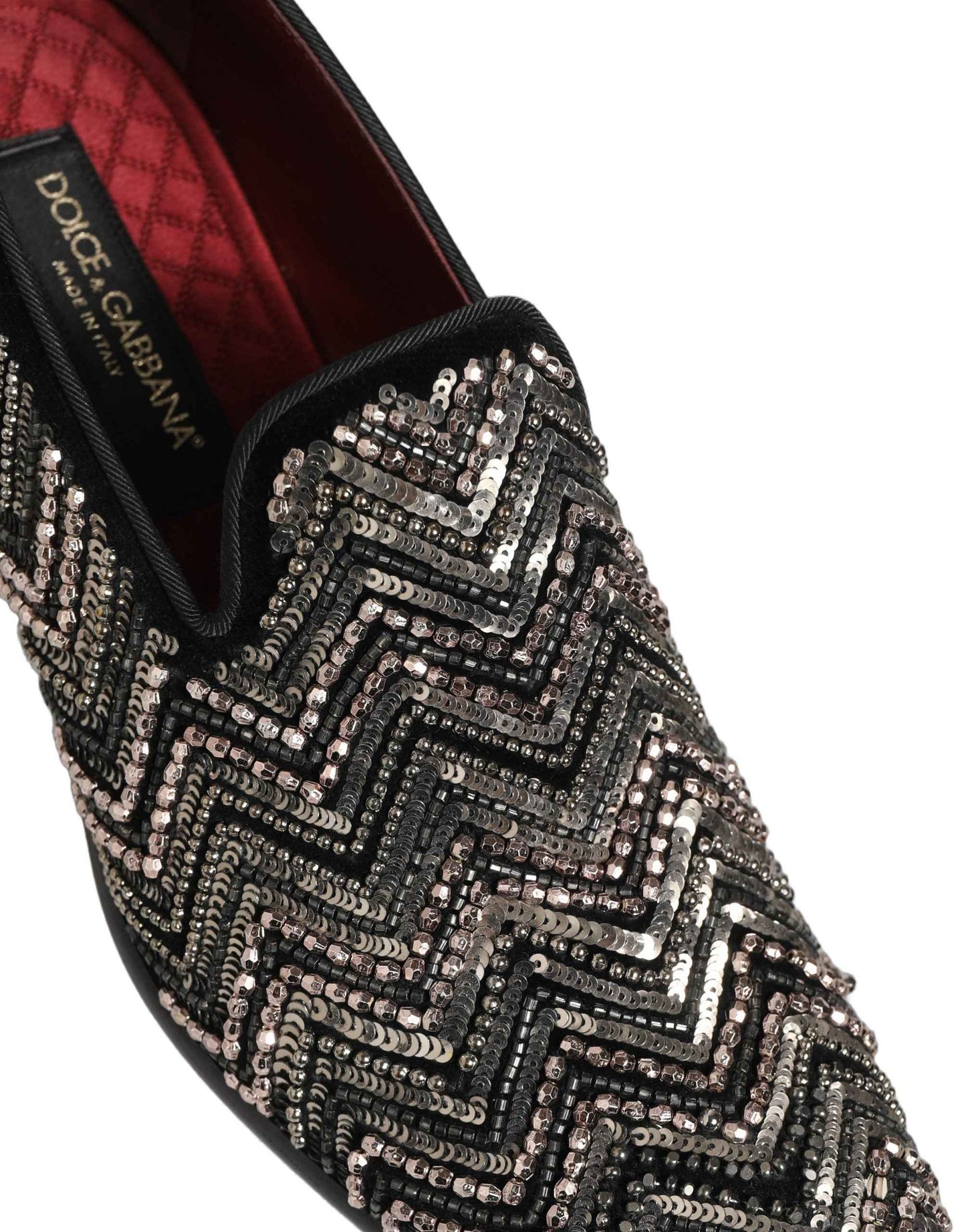 Black Velvet Floral Embellished Loafers Shoes