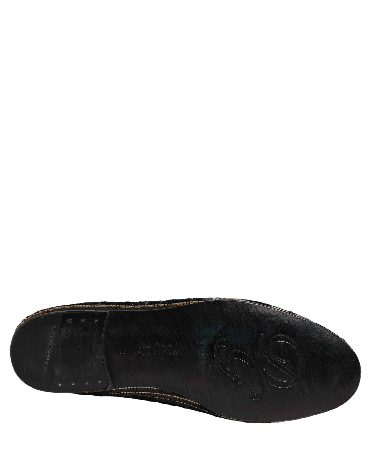 Black Gold Sequined Men Dress Loafers Shoes