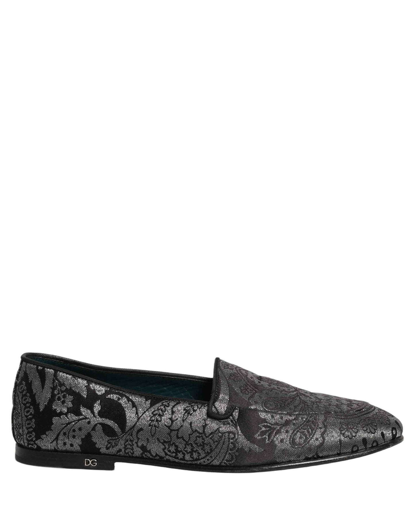 Silver Jacquard Leather Slip On Loafers Shoes