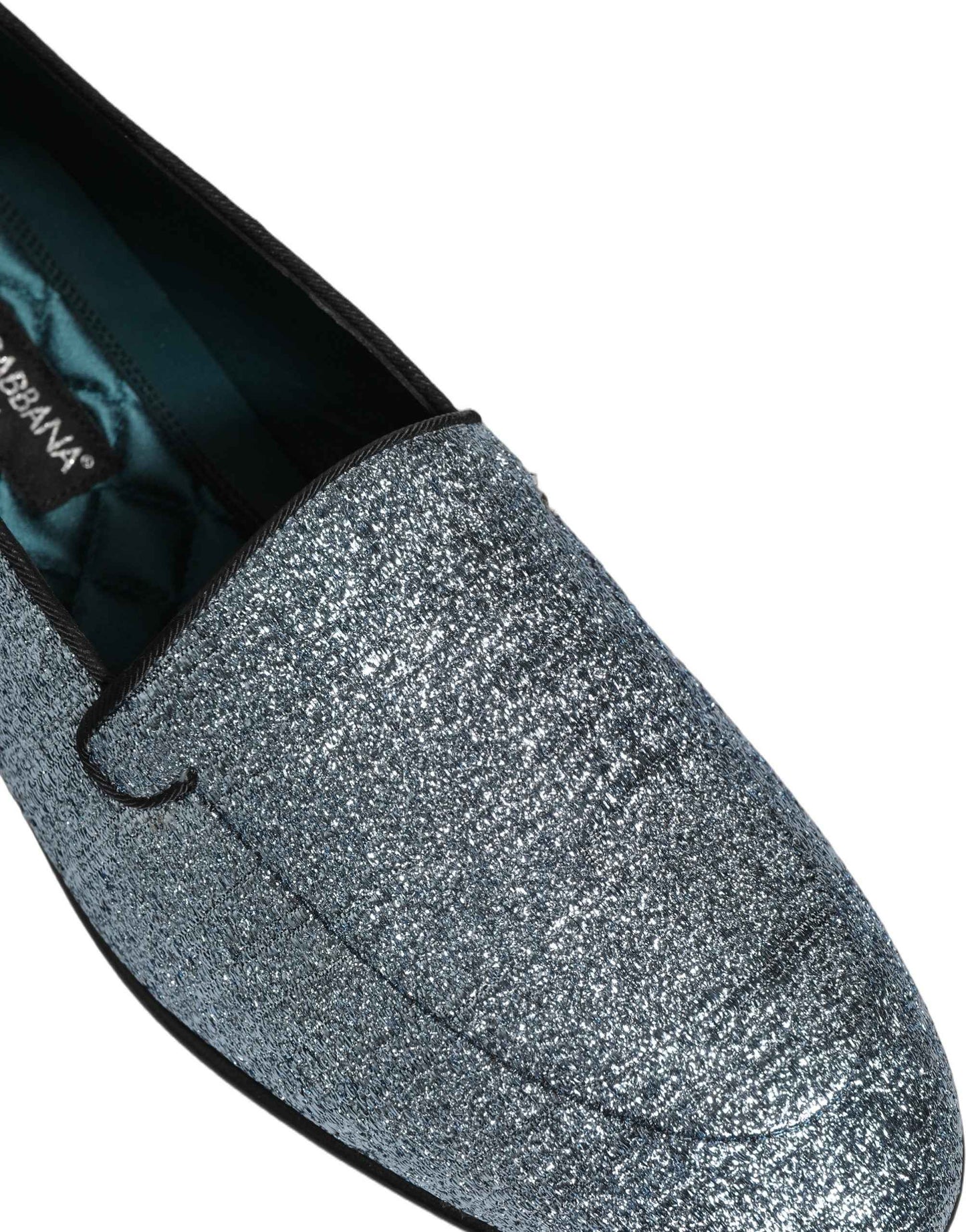 Blue Glitter Lurex DG Logo Dress Loafers Shoes