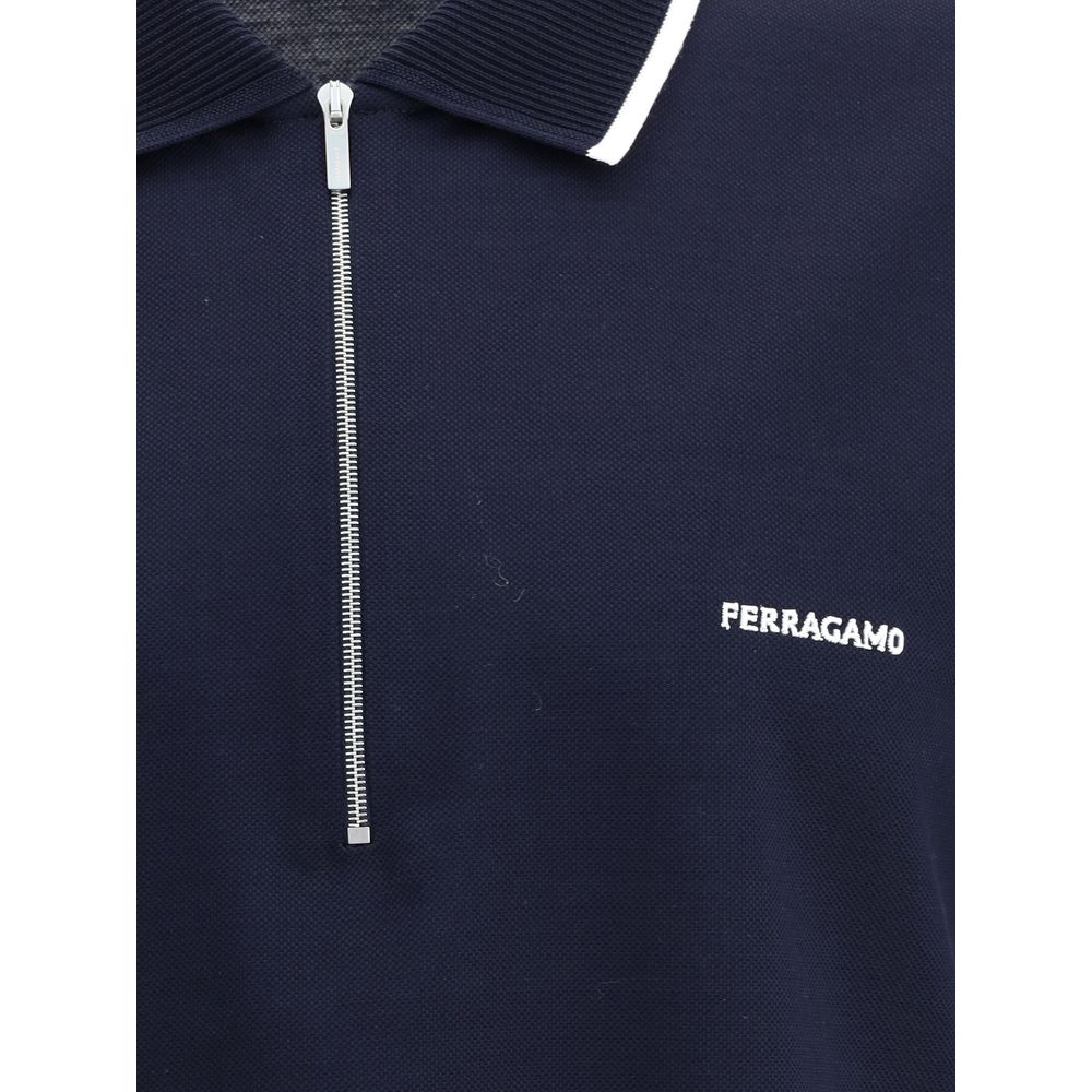 Blue Cotton Polo Shirt