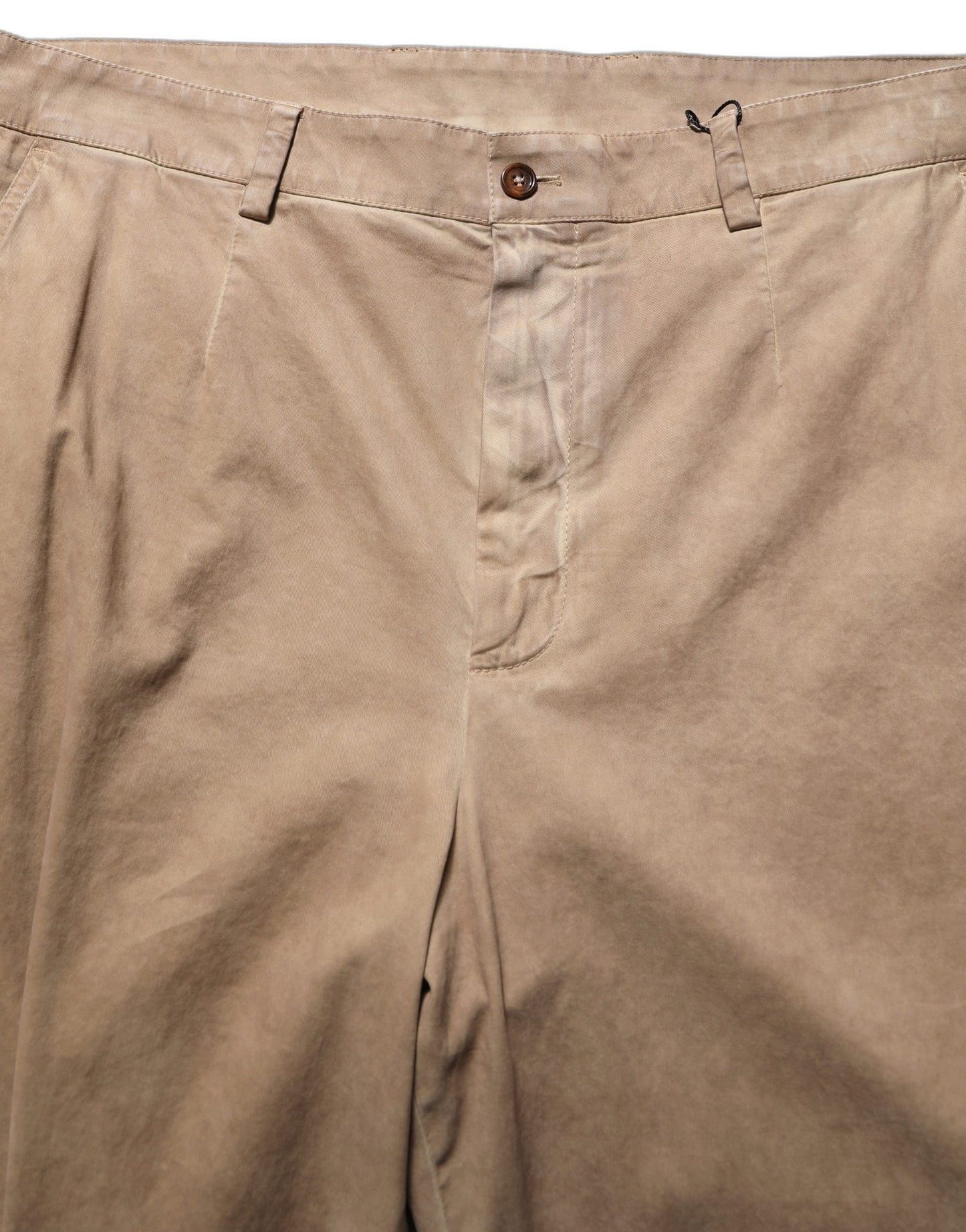 Beige Cotton Straight Leg Men Trouser Pants