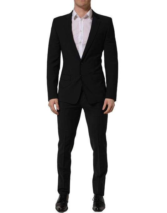 Black Wool Slim Fit Formal 2 Piece Men Suit