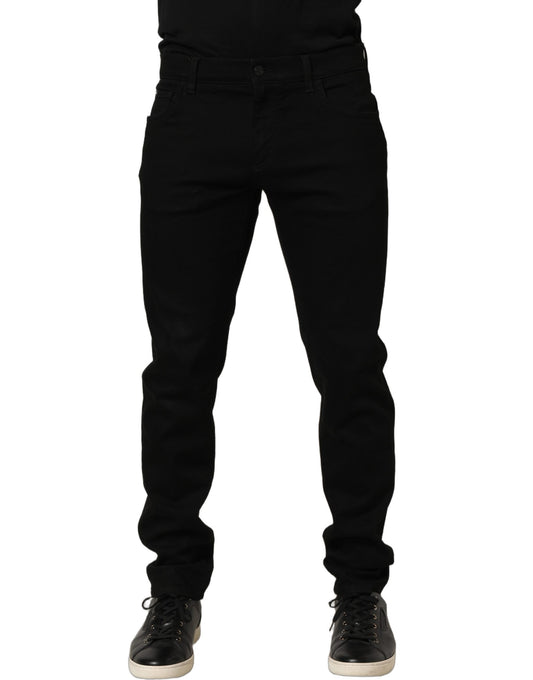 Black Cotton Stretch Skinny Men Denim Jeans