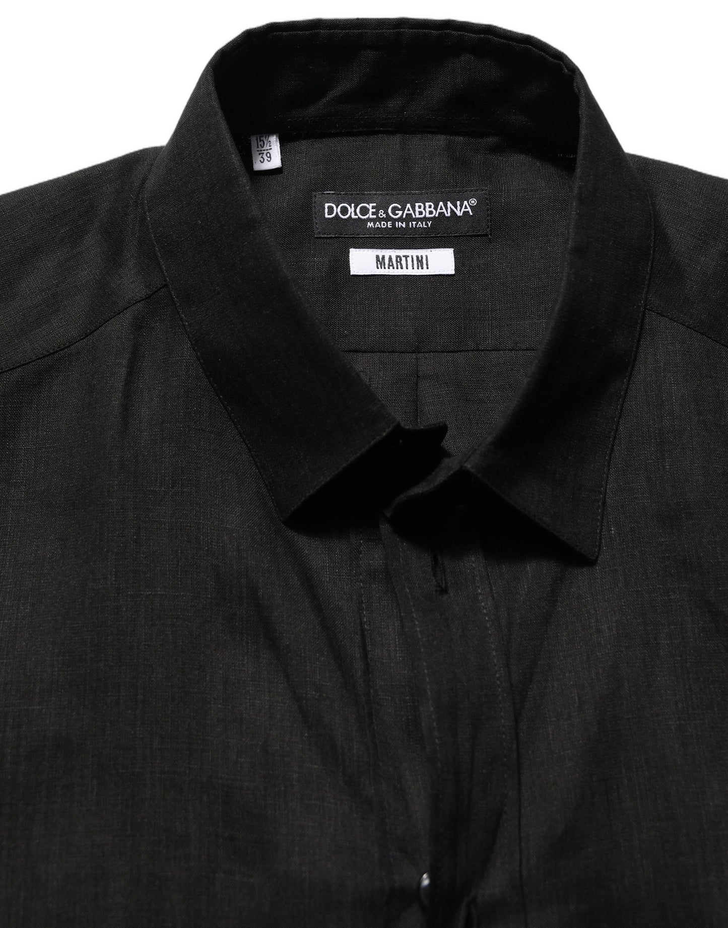 Black MARTINI Long Sleeves Linen Dess Shirt