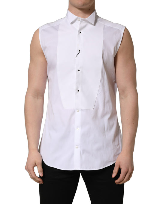 White Cotton MARTINI Sleeveless Men Dress Shirt