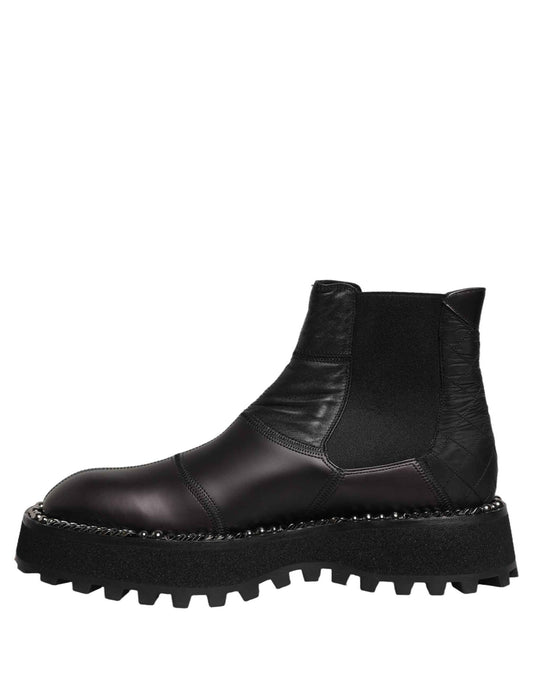 Black Chelsea Boots Leather Slip On Men Shoes