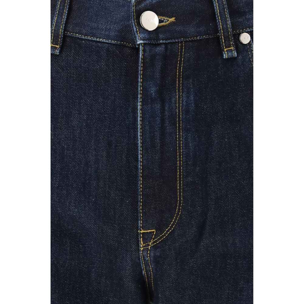Blue Cotton Straight-Leg Jeans