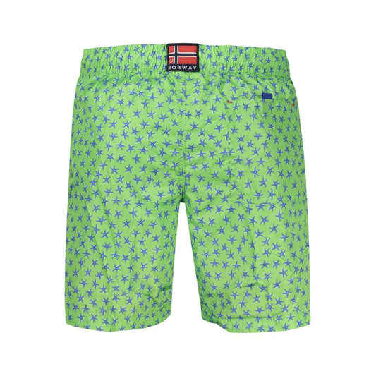 Green Polyester Men's Swim Shorts