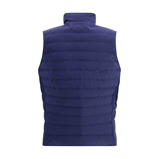 Blue Polyester Sleeveless Jacket