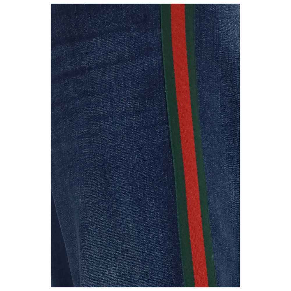 Blue Cotton Flared Jeans