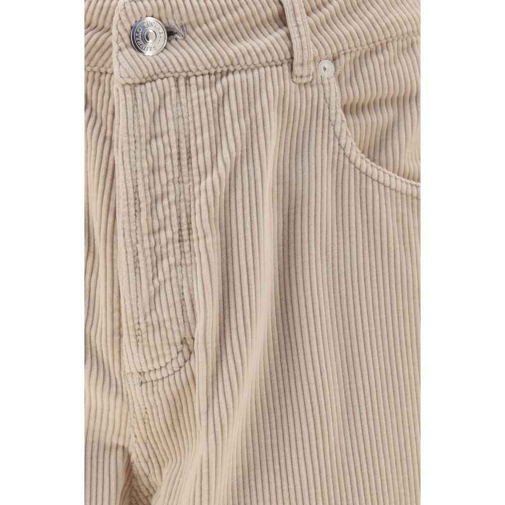Beige Cotton Casual Pants