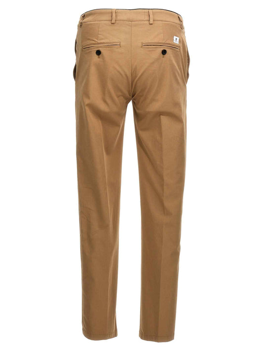 Beige Cotton Casual Pants