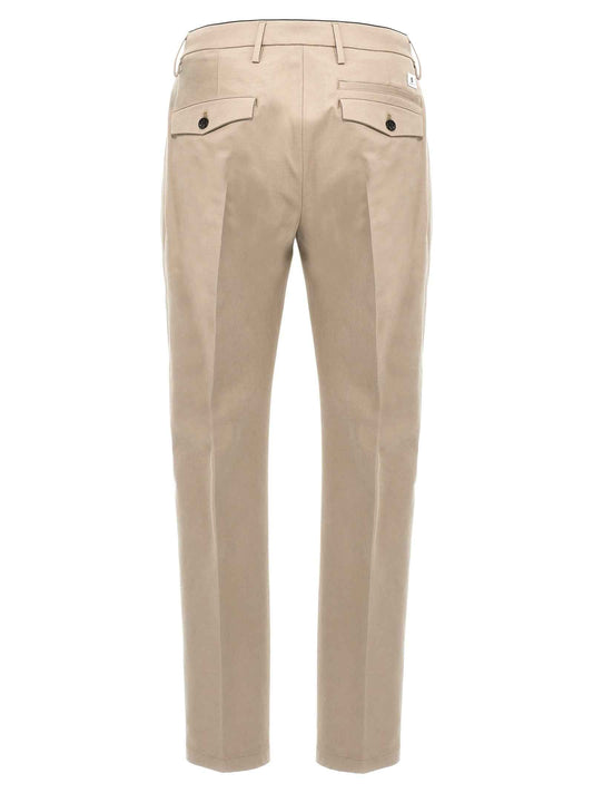 Beige Cotton Casual Pants