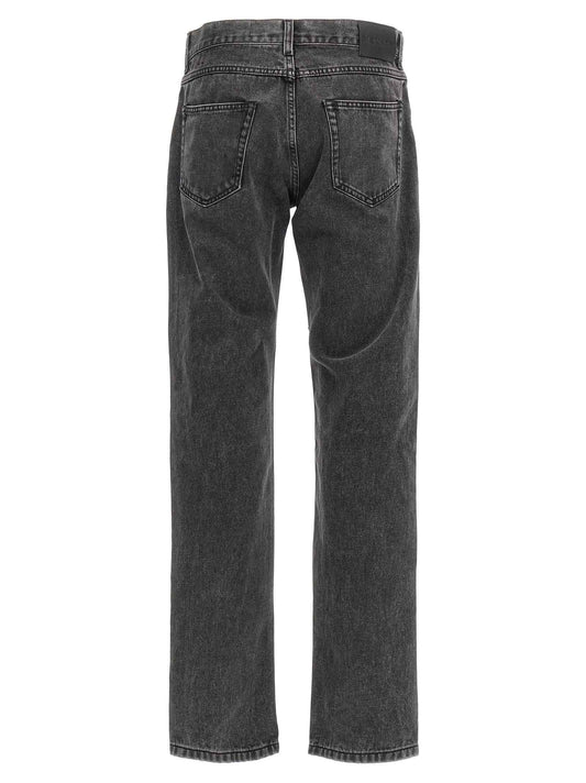 Black Cotton Straight-Leg Jeans
