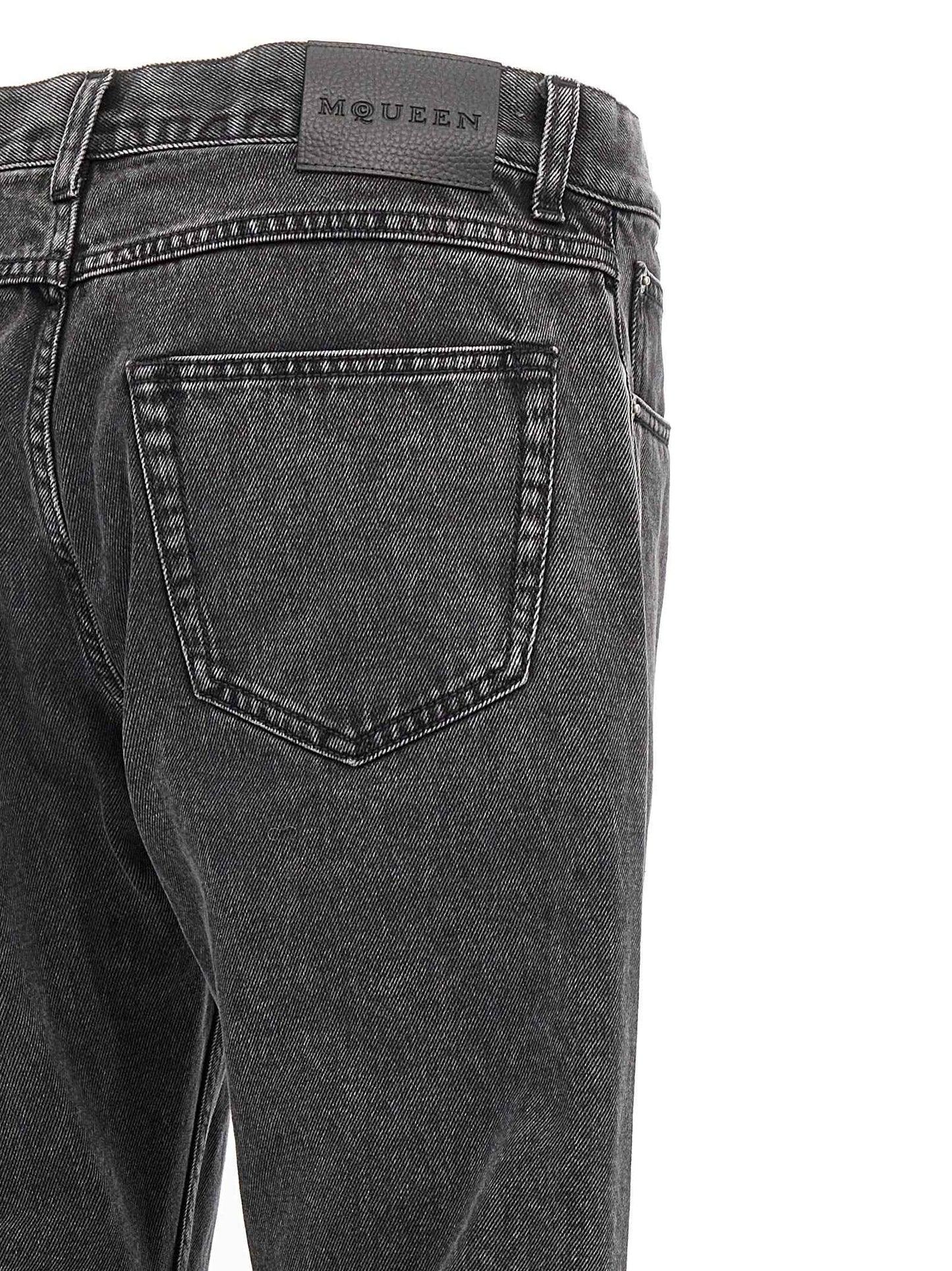 Black Cotton Straight-Leg Jeans
