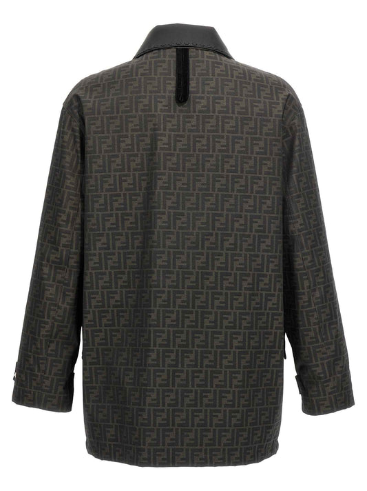 Brown Polyester Full-Length Jacket