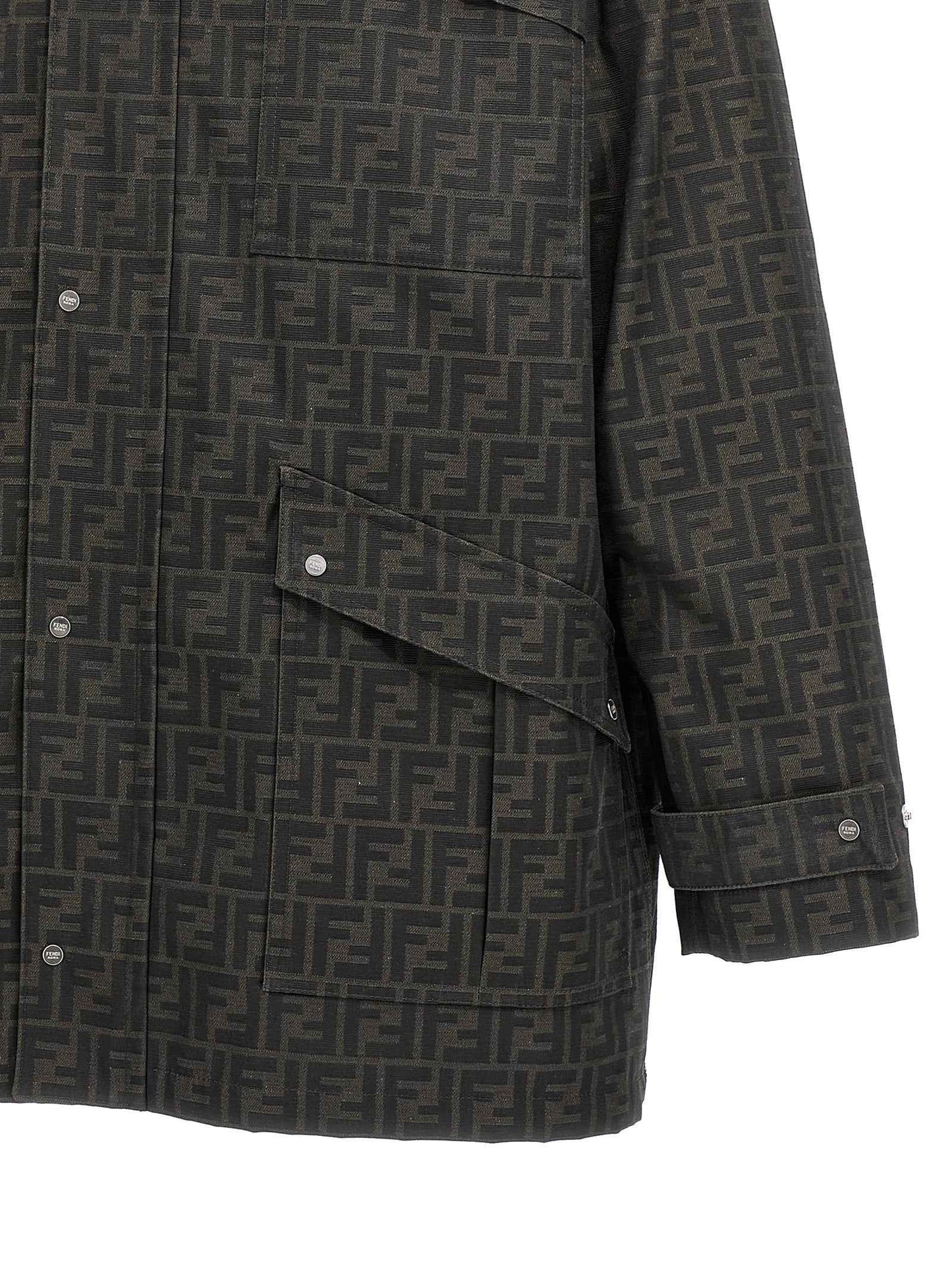 Brown Polyester Full-Length Jacket