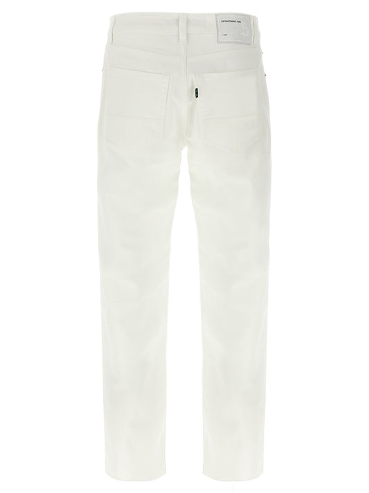 White Cotton Straight-Leg Jeans