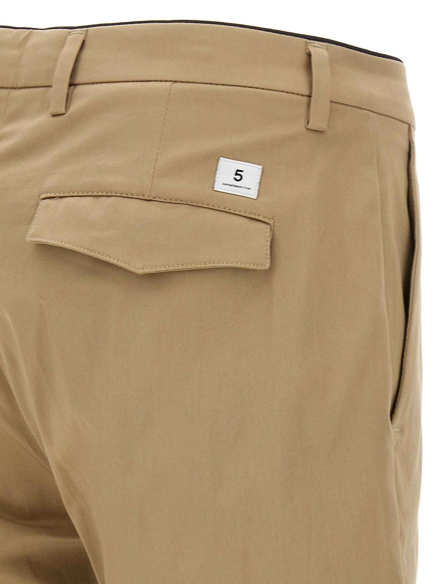 Beige Cotton Cropped Pants