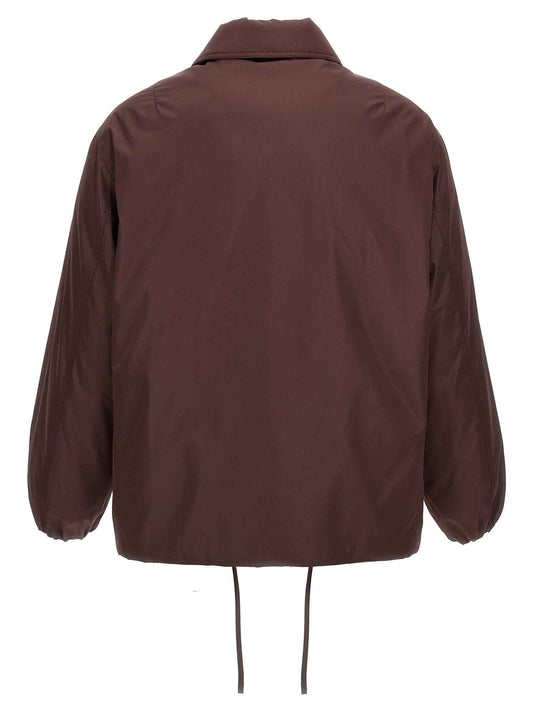 Brown Polyester Full-Length Jacket
