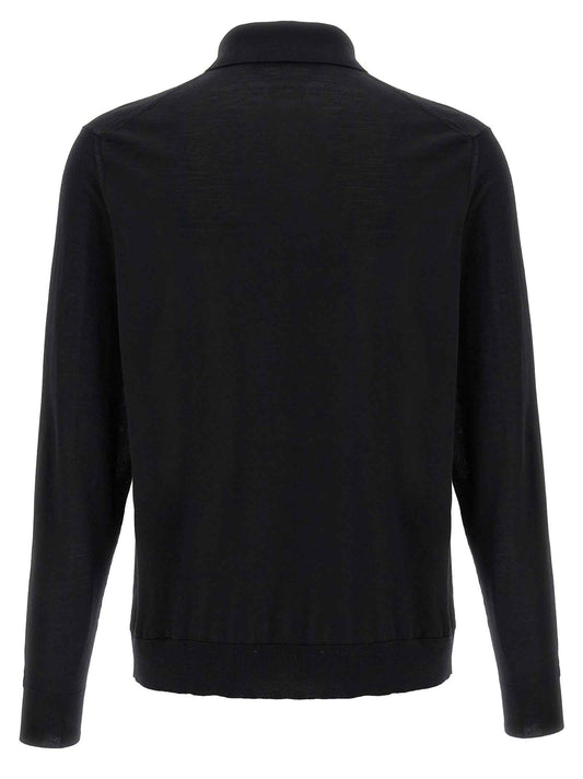Black Wool Polo Shirt