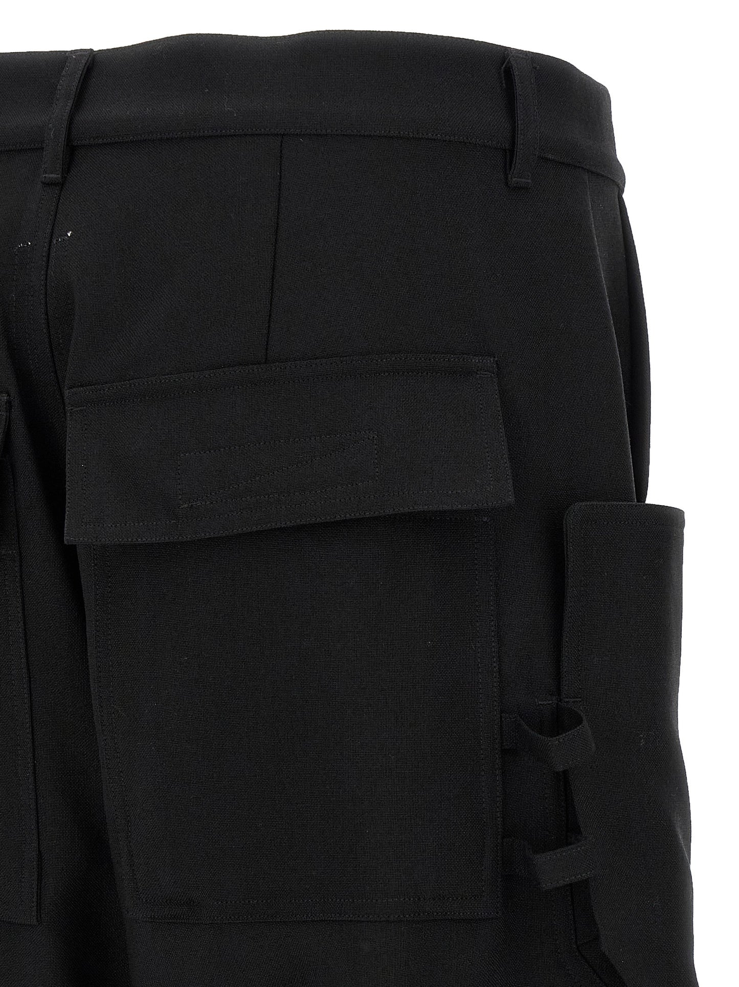 Black Virgin Wool Cargo Pants