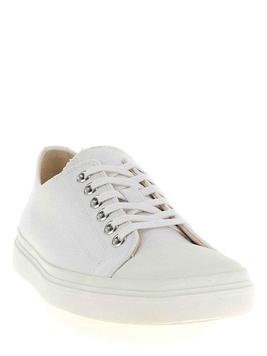 White Cotton Low Top Sneakers