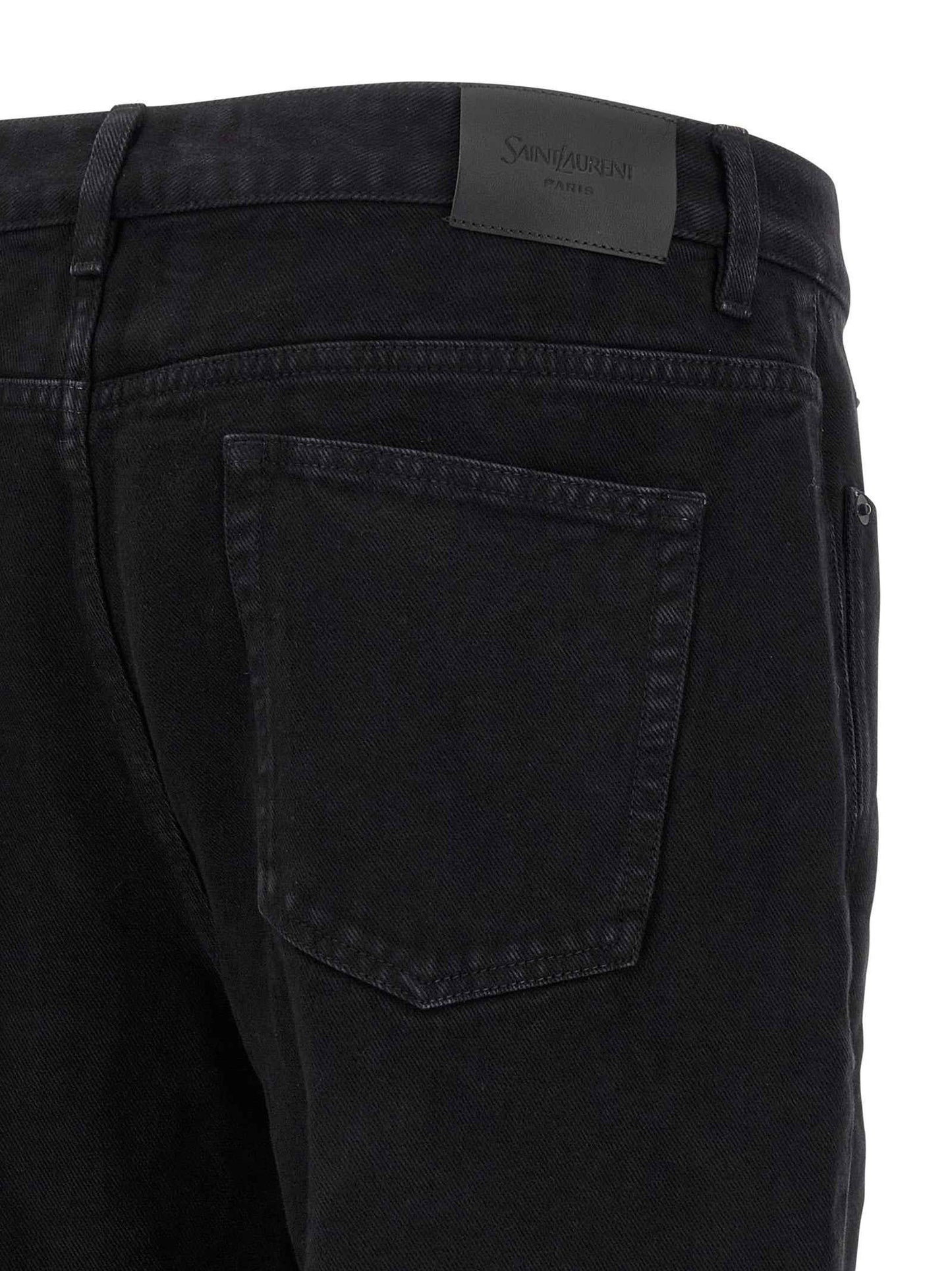 Black Cotton Straight-Leg Jeans
