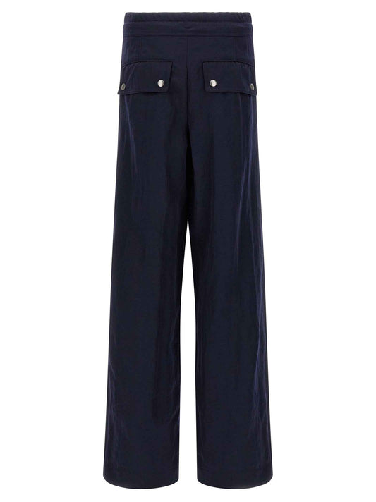 Blue Nylon Casual Pants