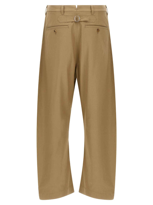 Beige Cotton Casual Pants