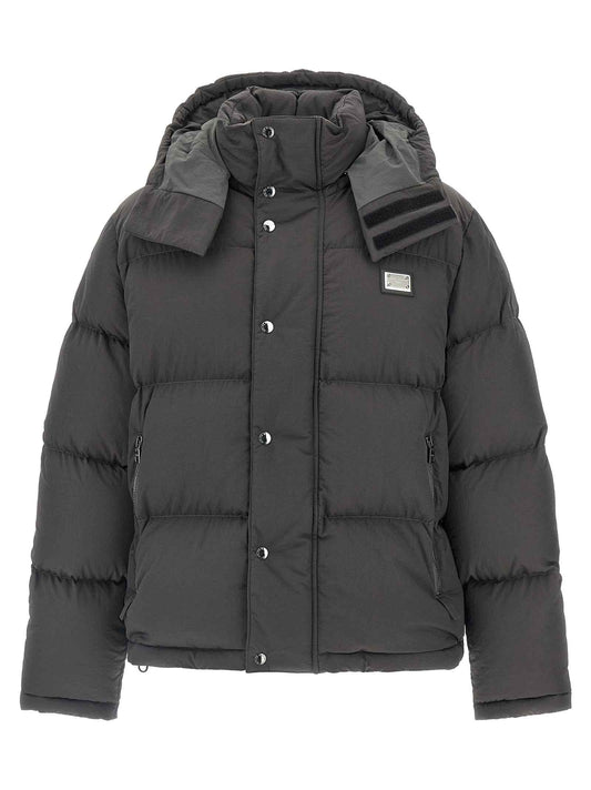 Gray Polyamide Full-Length Jacket