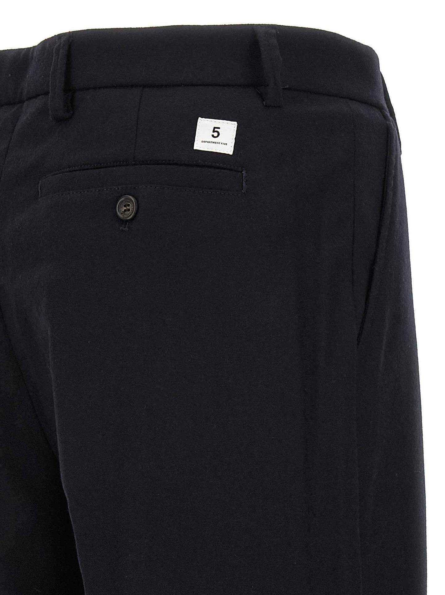 Blue Wool Casual Pants