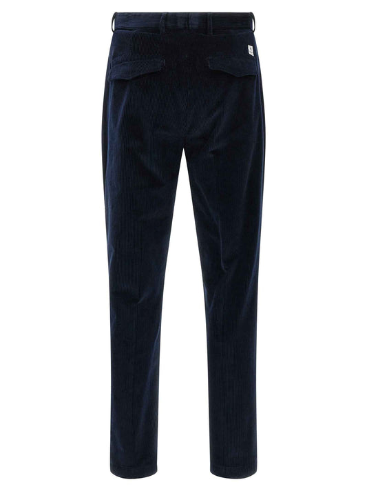 Blue Cotton Casual Pants