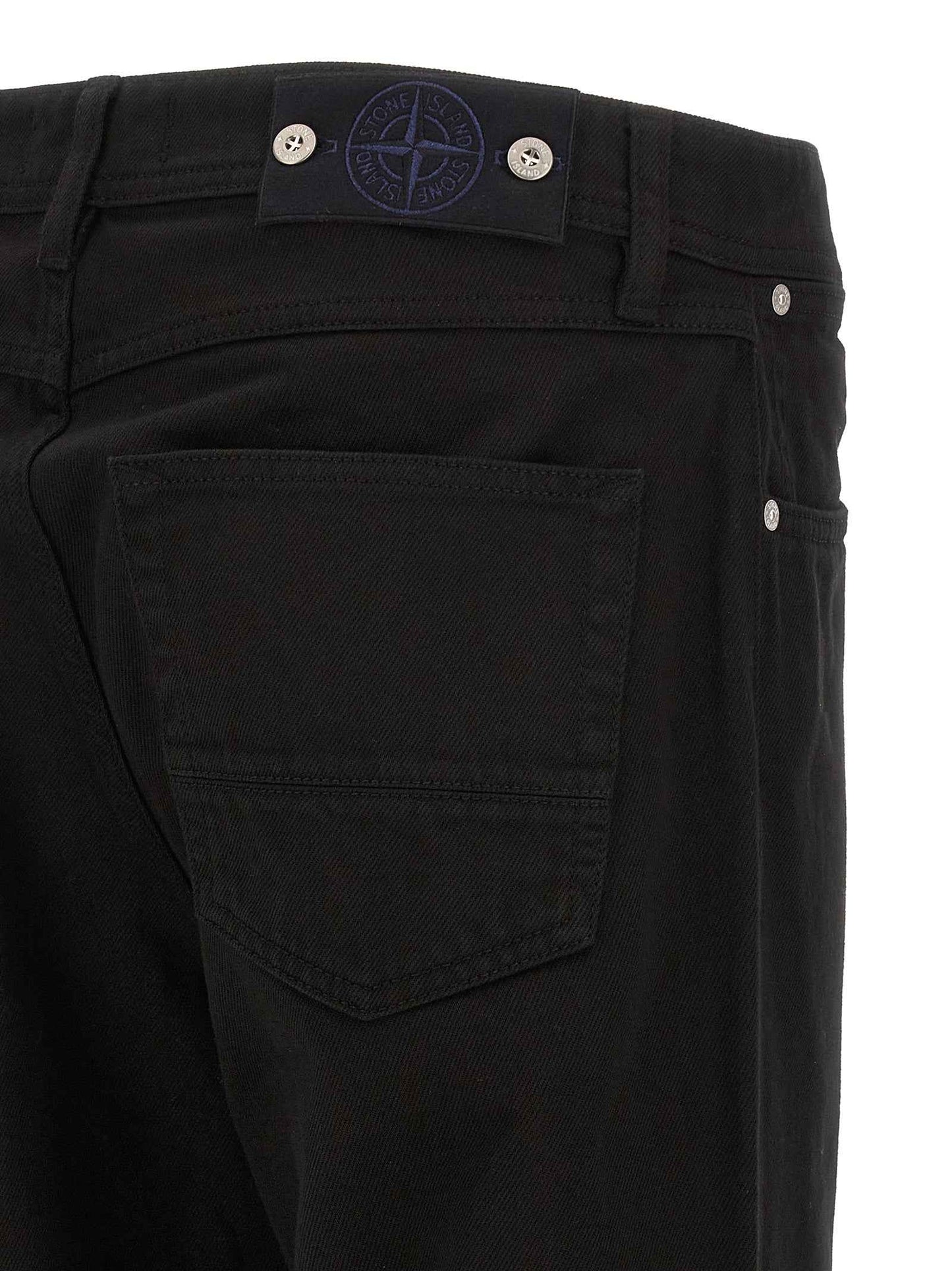 Black Cotton Straight-Leg Jeans