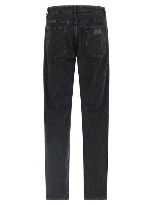 Black Cotton Tapered Jeans