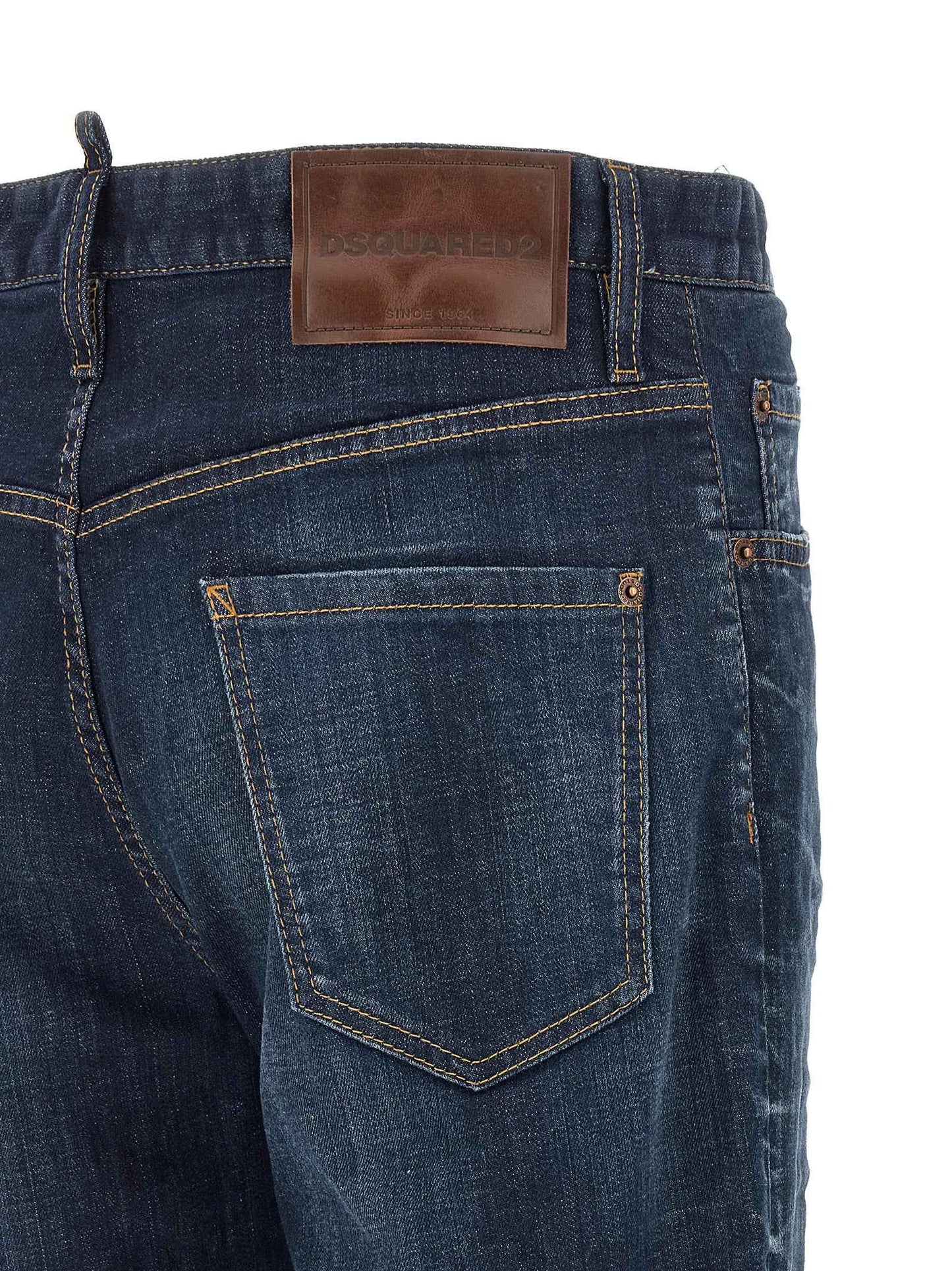 Blue Cotton Straight-Leg Jeans