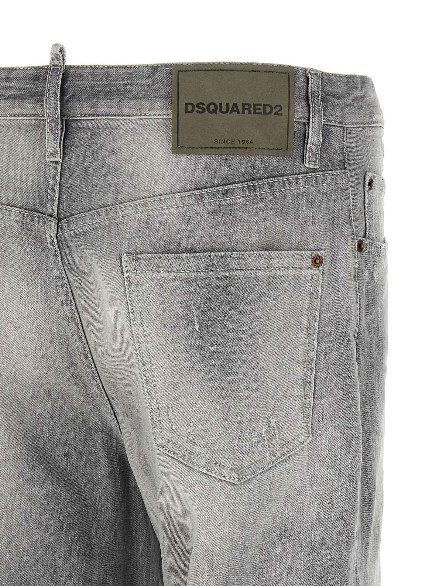 Gray Cotton Straight-Leg Jeans