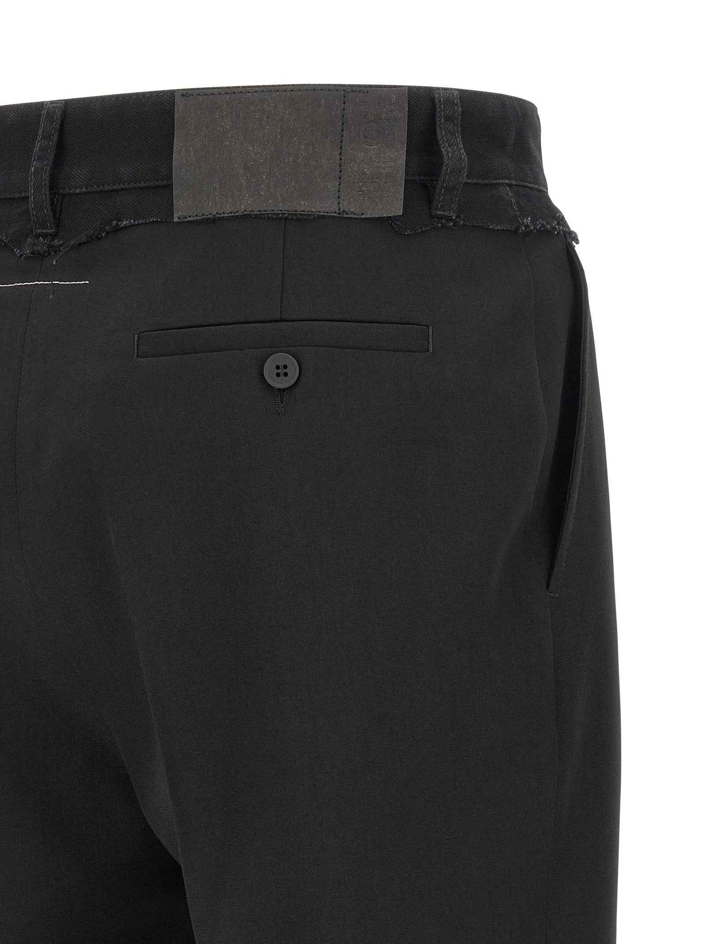 Black Polyester Casual Pants