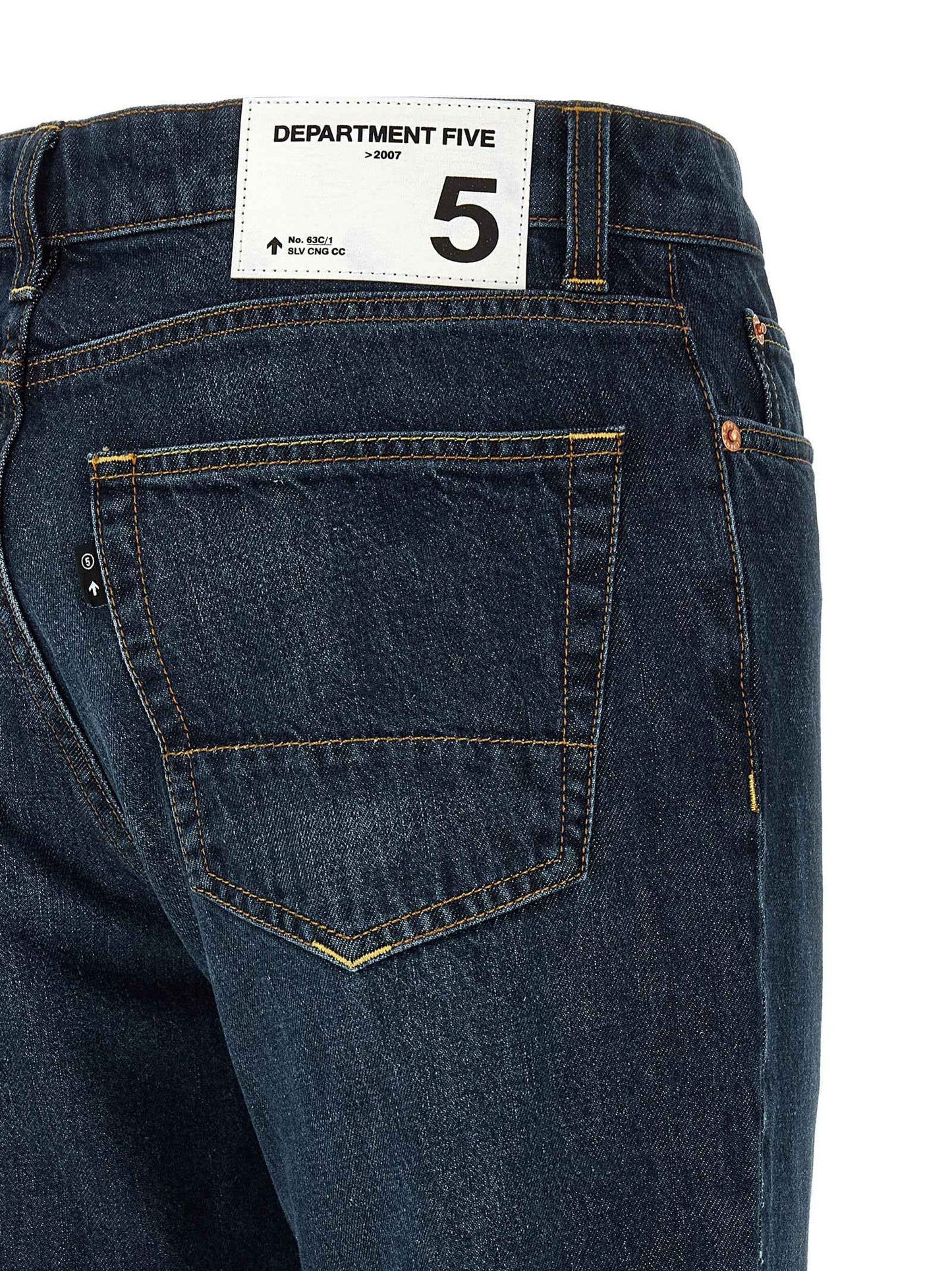 Blue Cotton Straight-Leg Jeans