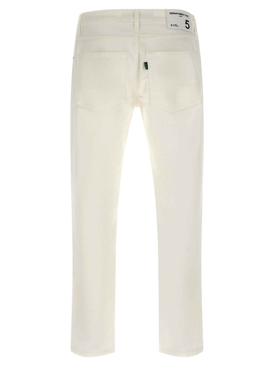 White Cotton Straight-Leg Jeans