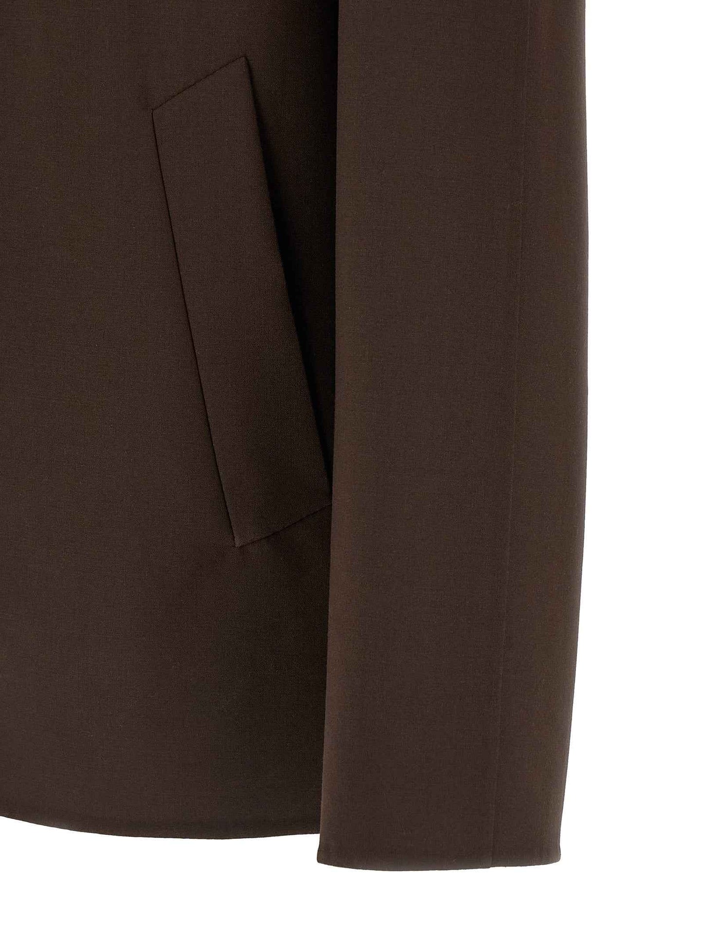 Brown Polyester Full-Length Jacket