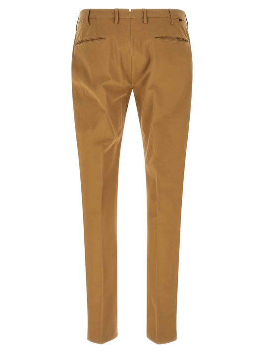 Brown Cotton Casual Pants