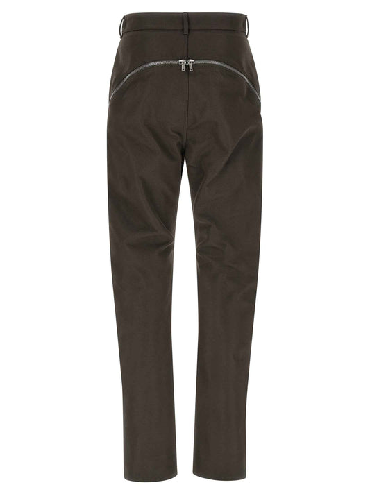 Brown Cotton Casual Pants