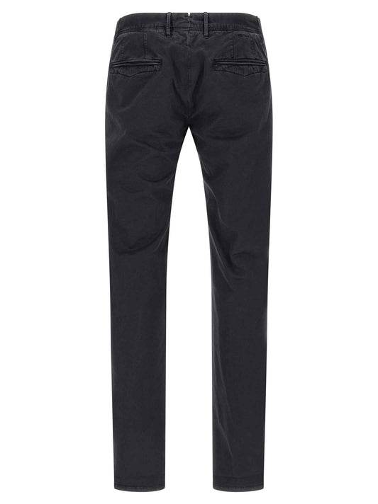 Blue Cotton Casual Pants
