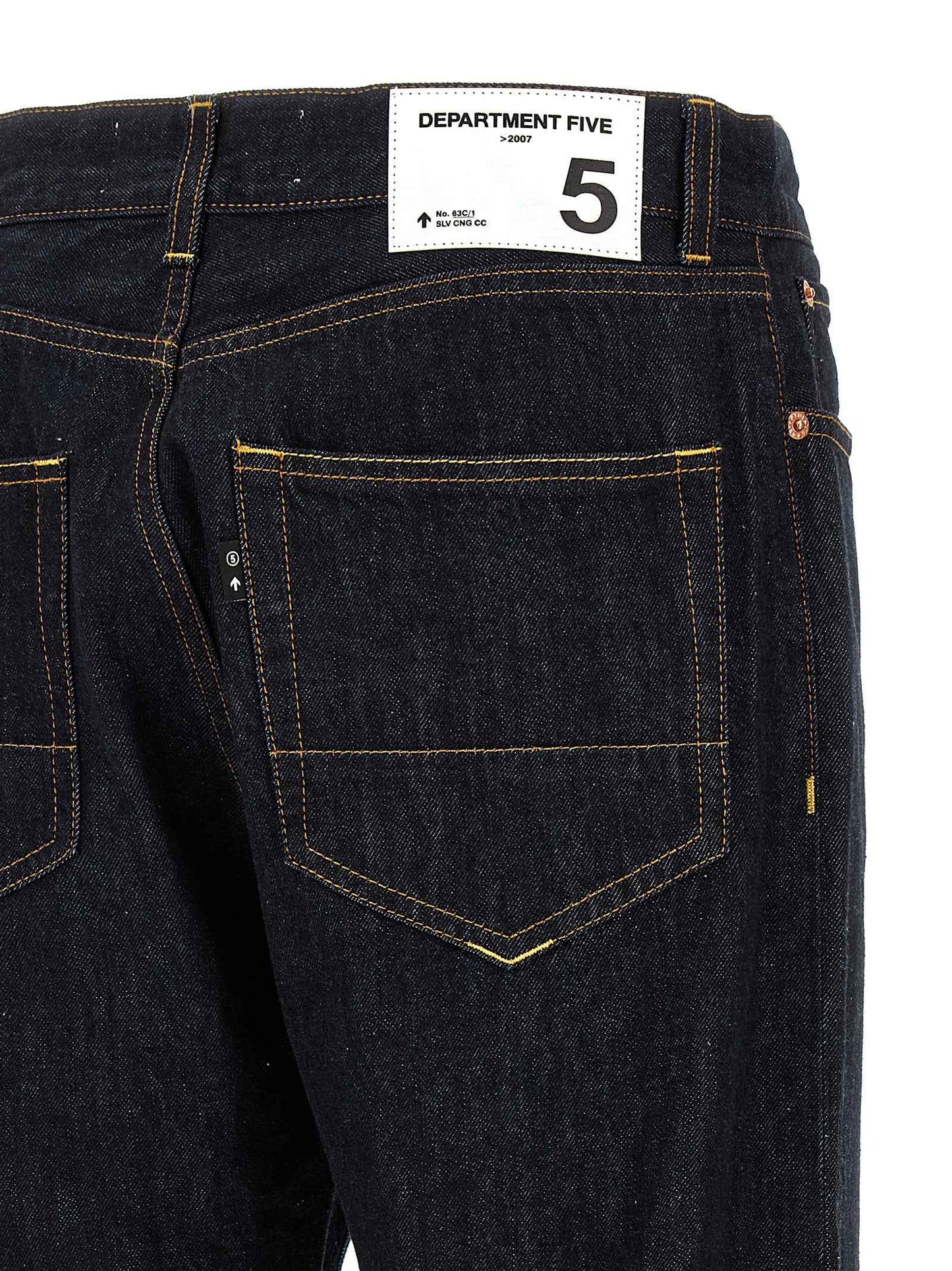 Blue Cotton Straight-Leg Jeans