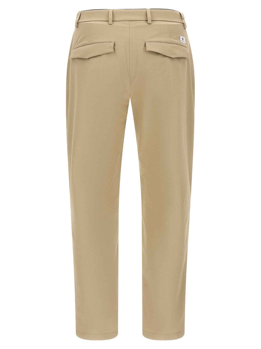 Beige Cotton Cropped Pants