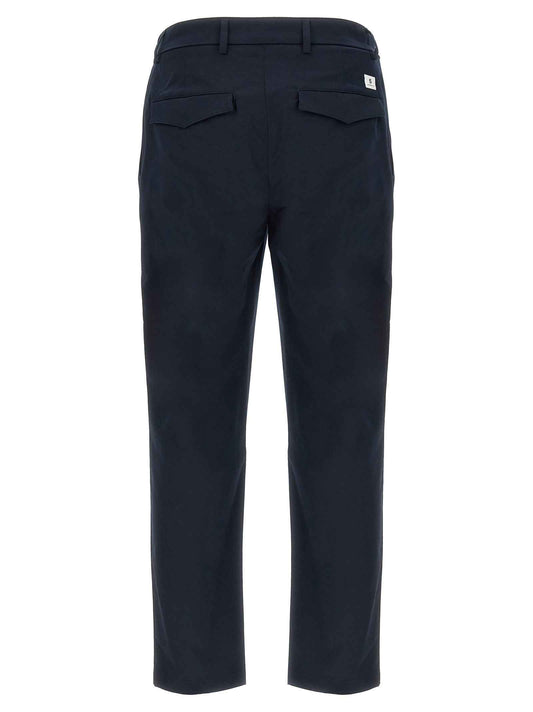Blue Cotton Casual Pants